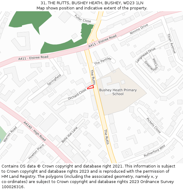 31, THE RUTTS, BUSHEY HEATH, BUSHEY, WD23 1LN: Location map and indicative extent of plot