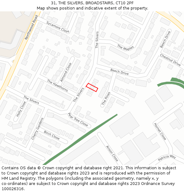 31, THE SILVERS, BROADSTAIRS, CT10 2PF: Location map and indicative extent of plot