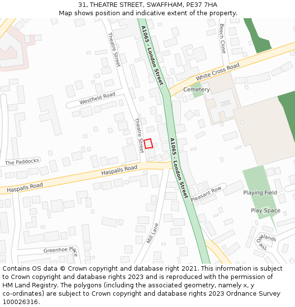 31, THEATRE STREET, SWAFFHAM, PE37 7HA: Location map and indicative extent of plot