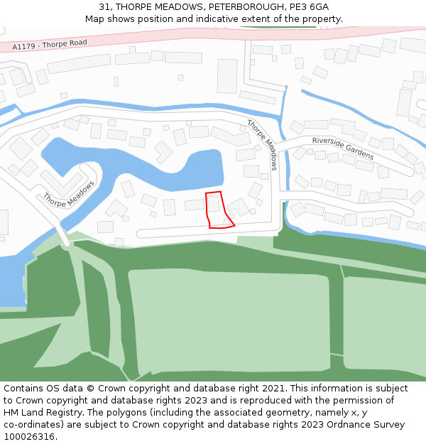 31, THORPE MEADOWS, PETERBOROUGH, PE3 6GA: Location map and indicative extent of plot
