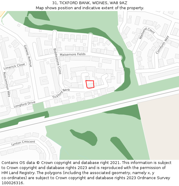 31, TICKFORD BANK, WIDNES, WA8 9AZ: Location map and indicative extent of plot