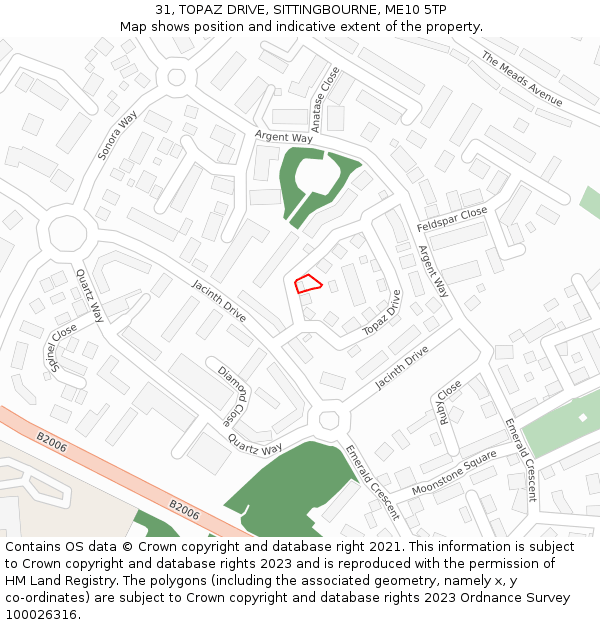 31, TOPAZ DRIVE, SITTINGBOURNE, ME10 5TP: Location map and indicative extent of plot