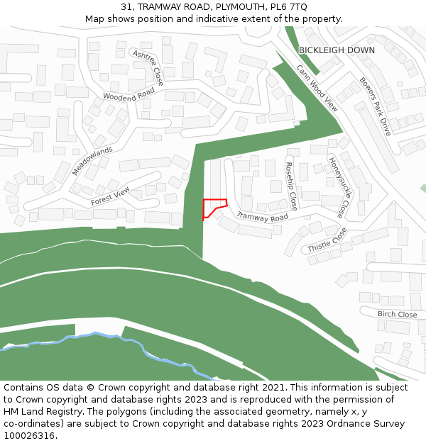 31, TRAMWAY ROAD, PLYMOUTH, PL6 7TQ: Location map and indicative extent of plot