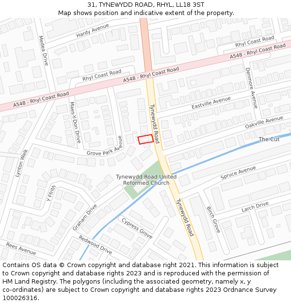 31, TYNEWYDD ROAD, RHYL, LL18 3ST: Location map and indicative extent of plot