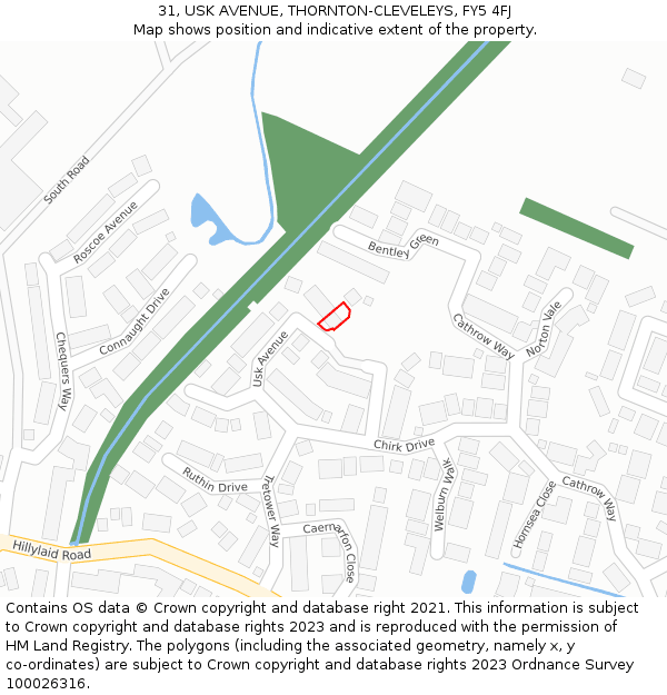 31, USK AVENUE, THORNTON-CLEVELEYS, FY5 4FJ: Location map and indicative extent of plot