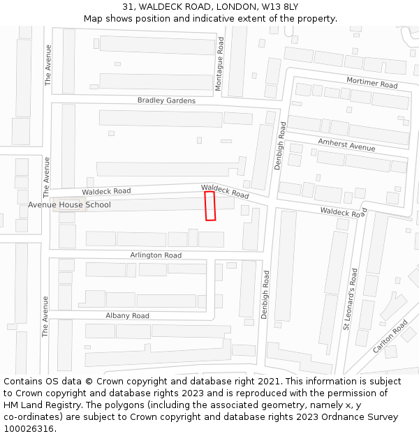 31, WALDECK ROAD, LONDON, W13 8LY: Location map and indicative extent of plot