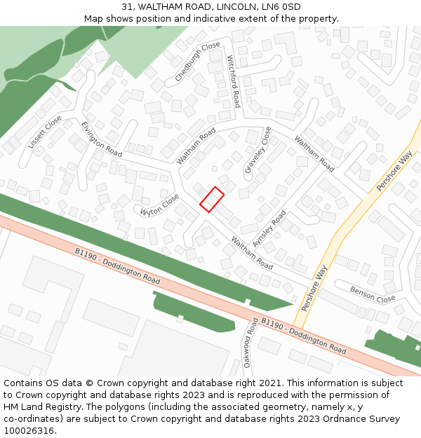 31, WALTHAM ROAD, LINCOLN, LN6 0SD: Location map and indicative extent of plot