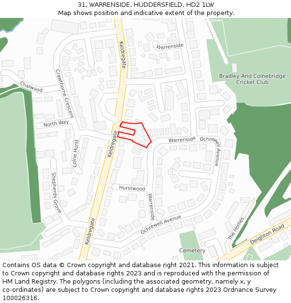 31, WARRENSIDE, HUDDERSFIELD, HD2 1LW: Location map and indicative extent of plot