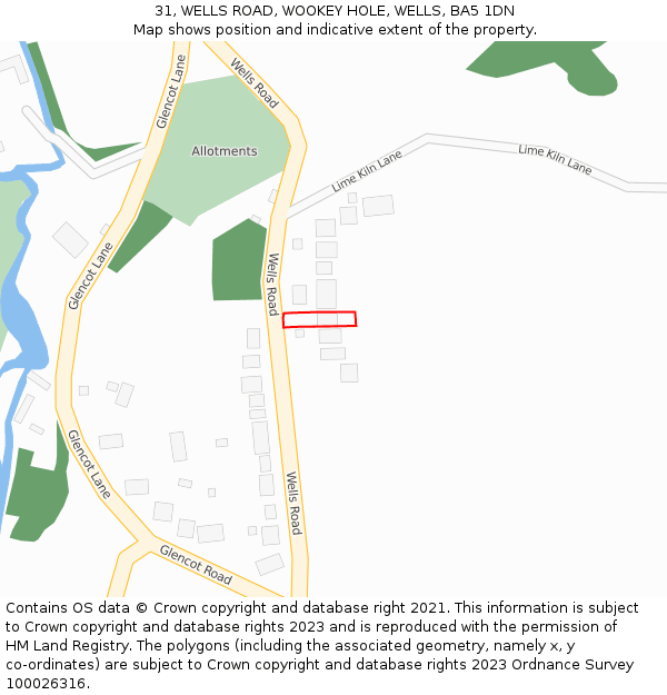 31, WELLS ROAD, WOOKEY HOLE, WELLS, BA5 1DN: Location map and indicative extent of plot