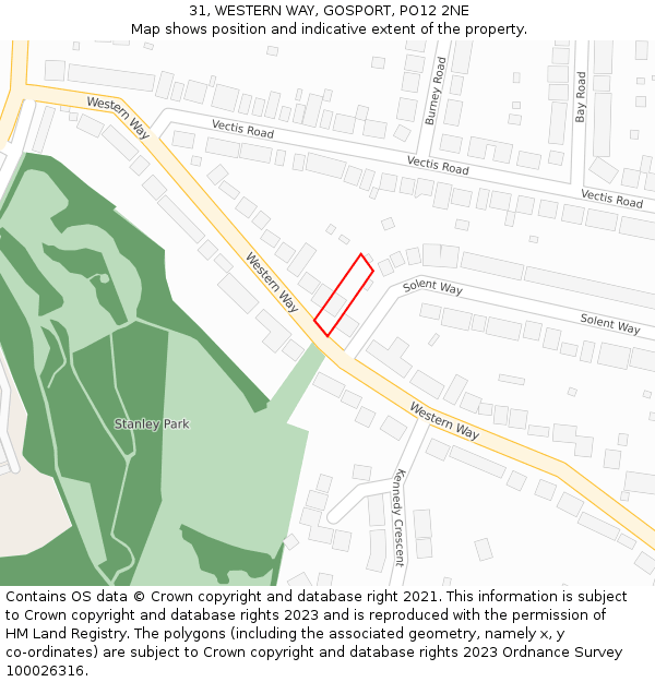 31, WESTERN WAY, GOSPORT, PO12 2NE: Location map and indicative extent of plot