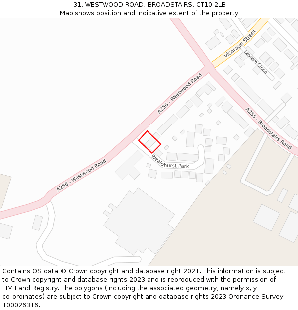 31, WESTWOOD ROAD, BROADSTAIRS, CT10 2LB: Location map and indicative extent of plot