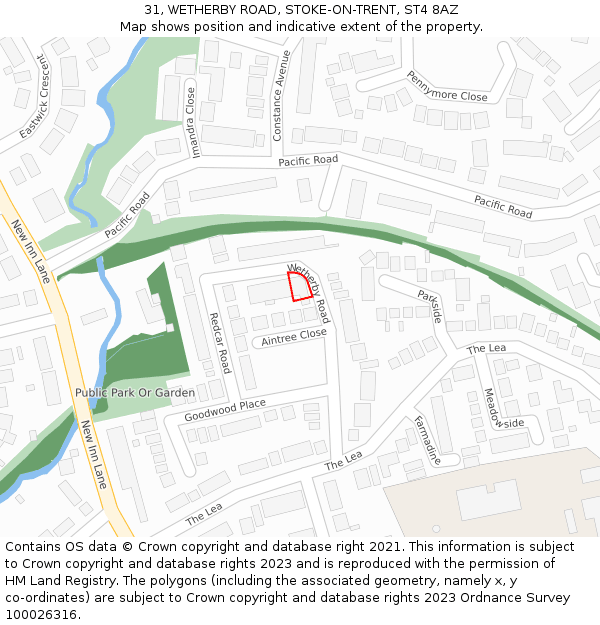 31, WETHERBY ROAD, STOKE-ON-TRENT, ST4 8AZ: Location map and indicative extent of plot