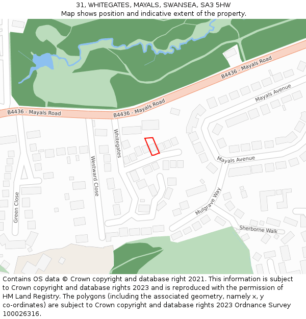 31, WHITEGATES, MAYALS, SWANSEA, SA3 5HW: Location map and indicative extent of plot