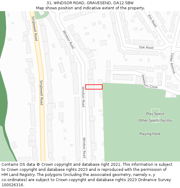 31, WINDSOR ROAD, GRAVESEND, DA12 5BW: Location map and indicative extent of plot