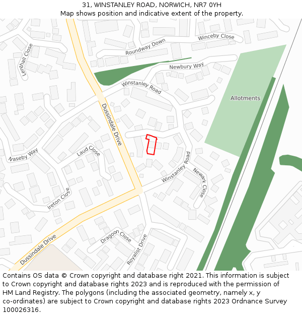 31, WINSTANLEY ROAD, NORWICH, NR7 0YH: Location map and indicative extent of plot