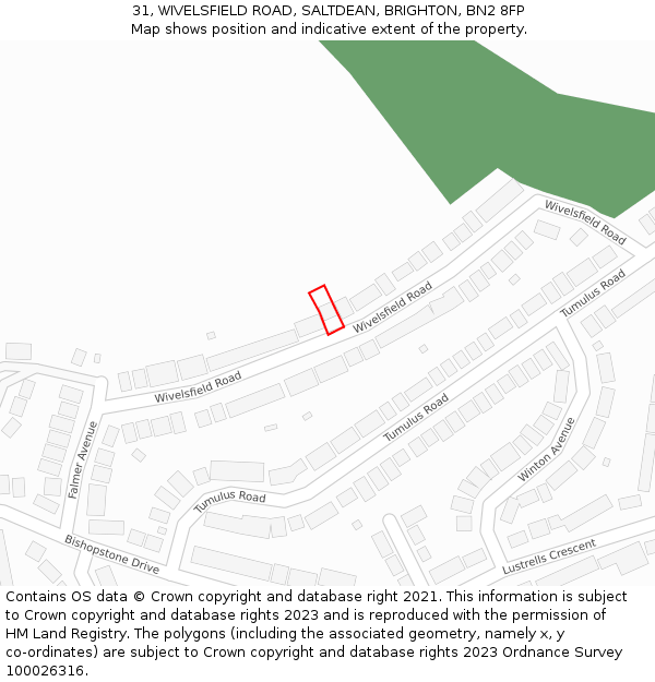 31, WIVELSFIELD ROAD, SALTDEAN, BRIGHTON, BN2 8FP: Location map and indicative extent of plot