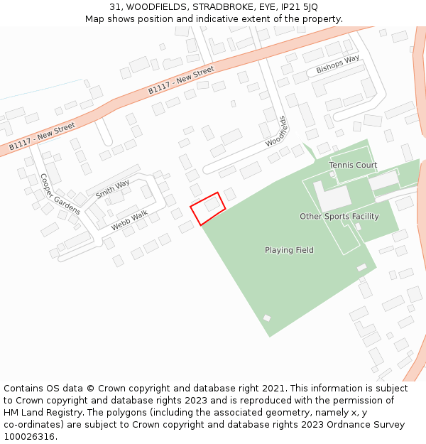 31, WOODFIELDS, STRADBROKE, EYE, IP21 5JQ: Location map and indicative extent of plot