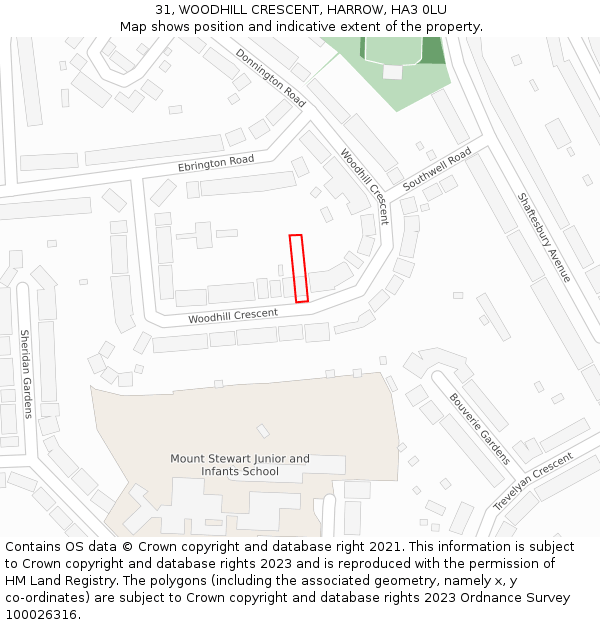 31, WOODHILL CRESCENT, HARROW, HA3 0LU: Location map and indicative extent of plot