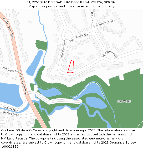 31, WOODLANDS ROAD, HANDFORTH, WILMSLOW, SK9 3AU: Location map and indicative extent of plot