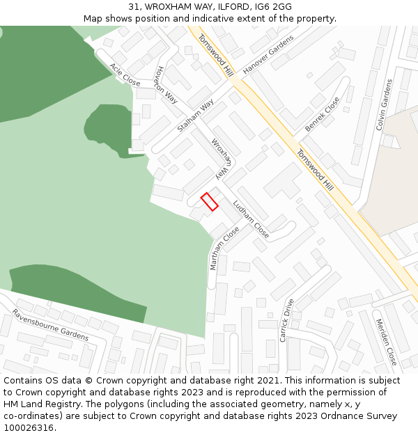 31, WROXHAM WAY, ILFORD, IG6 2GG: Location map and indicative extent of plot