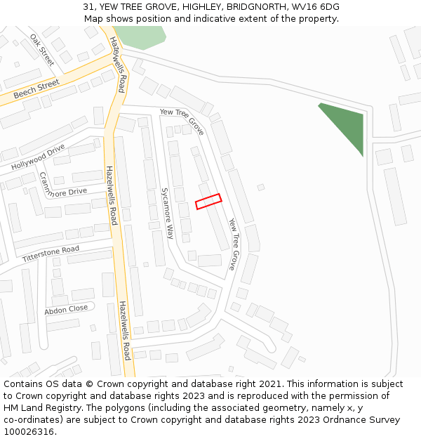 31, YEW TREE GROVE, HIGHLEY, BRIDGNORTH, WV16 6DG: Location map and indicative extent of plot
