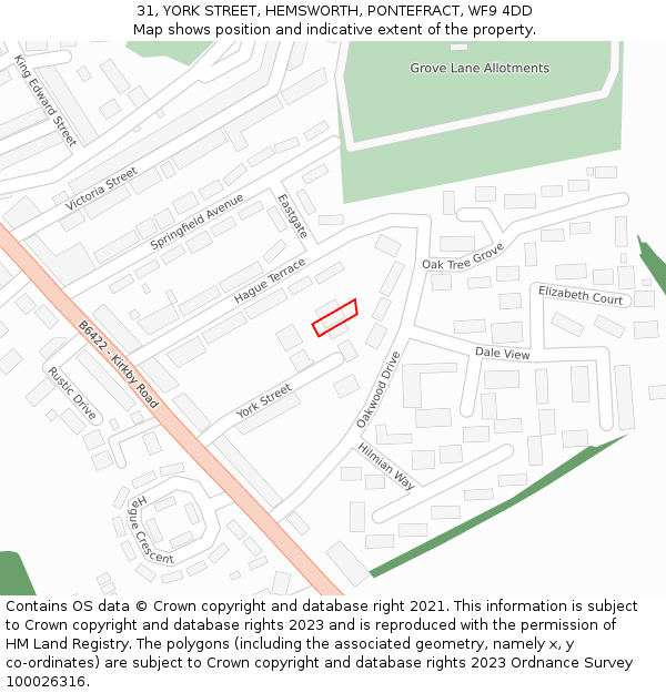 31, YORK STREET, HEMSWORTH, PONTEFRACT, WF9 4DD: Location map and indicative extent of plot