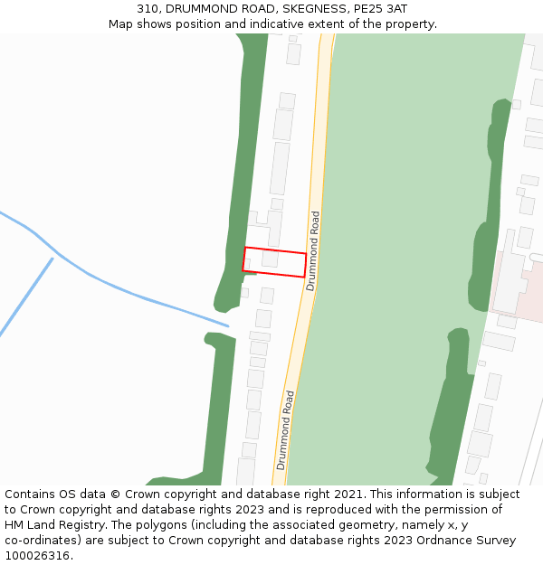 310, DRUMMOND ROAD, SKEGNESS, PE25 3AT: Location map and indicative extent of plot