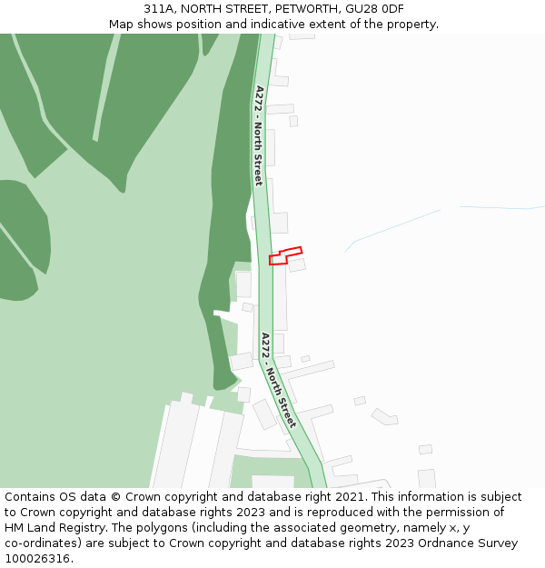 311A, NORTH STREET, PETWORTH, GU28 0DF: Location map and indicative extent of plot