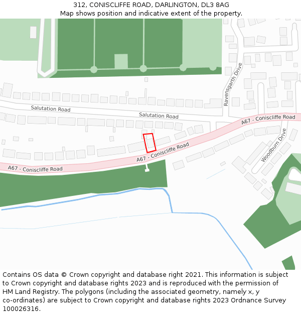 312, CONISCLIFFE ROAD, DARLINGTON, DL3 8AG: Location map and indicative extent of plot