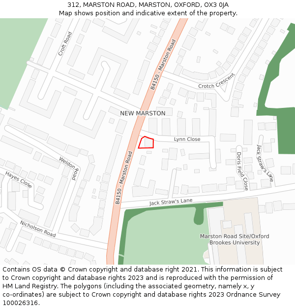 312, MARSTON ROAD, MARSTON, OXFORD, OX3 0JA: Location map and indicative extent of plot