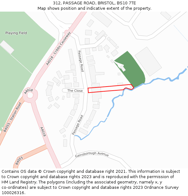 312, PASSAGE ROAD, BRISTOL, BS10 7TE: Location map and indicative extent of plot