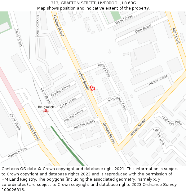 313, GRAFTON STREET, LIVERPOOL, L8 6RG: Location map and indicative extent of plot