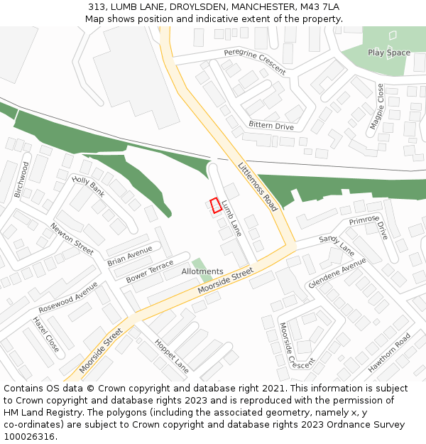 313, LUMB LANE, DROYLSDEN, MANCHESTER, M43 7LA: Location map and indicative extent of plot