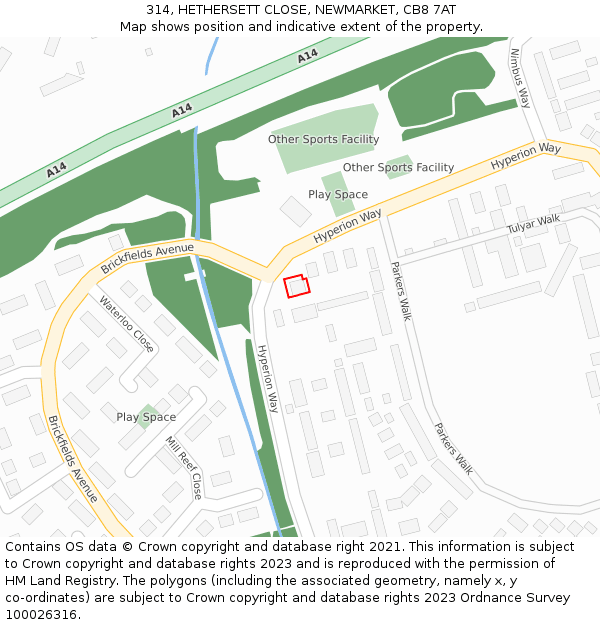 314, HETHERSETT CLOSE, NEWMARKET, CB8 7AT: Location map and indicative extent of plot