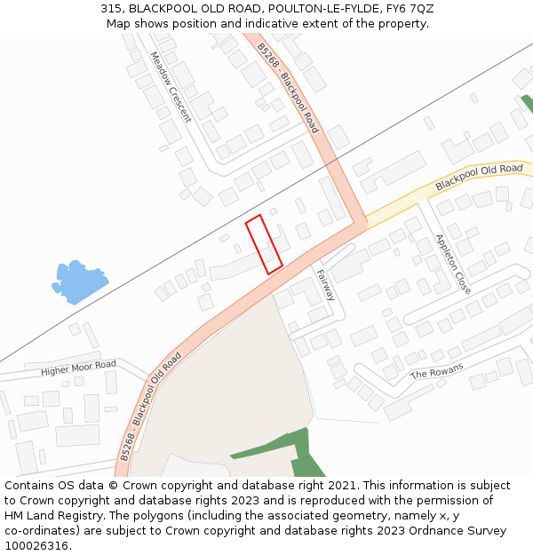 315, BLACKPOOL OLD ROAD, POULTON-LE-FYLDE, FY6 7QZ: Location map and indicative extent of plot