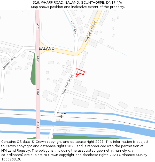 316, WHARF ROAD, EALAND, SCUNTHORPE, DN17 4JW: Location map and indicative extent of plot