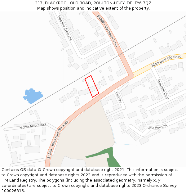 317, BLACKPOOL OLD ROAD, POULTON-LE-FYLDE, FY6 7QZ: Location map and indicative extent of plot