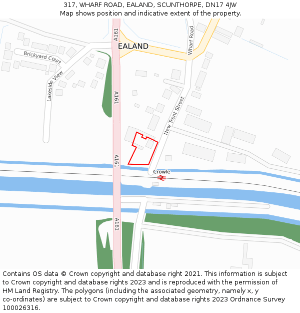 317, WHARF ROAD, EALAND, SCUNTHORPE, DN17 4JW: Location map and indicative extent of plot