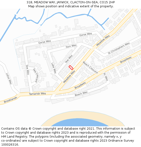 318, MEADOW WAY, JAYWICK, CLACTON-ON-SEA, CO15 2HP: Location map and indicative extent of plot