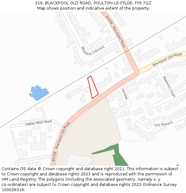 319, BLACKPOOL OLD ROAD, POULTON-LE-FYLDE, FY6 7QZ: Location map and indicative extent of plot