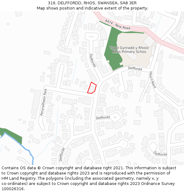 319, DELFFORDD, RHOS, SWANSEA, SA8 3ER: Location map and indicative extent of plot