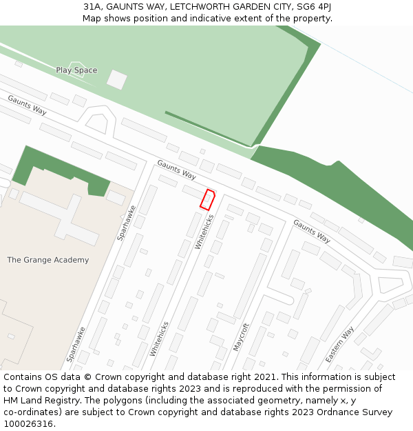 31A, GAUNTS WAY, LETCHWORTH GARDEN CITY, SG6 4PJ: Location map and indicative extent of plot