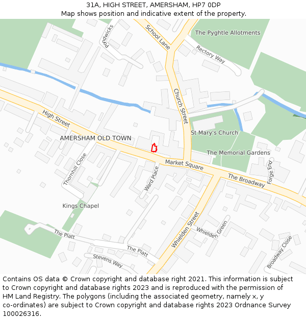 31A, HIGH STREET, AMERSHAM, HP7 0DP: Location map and indicative extent of plot