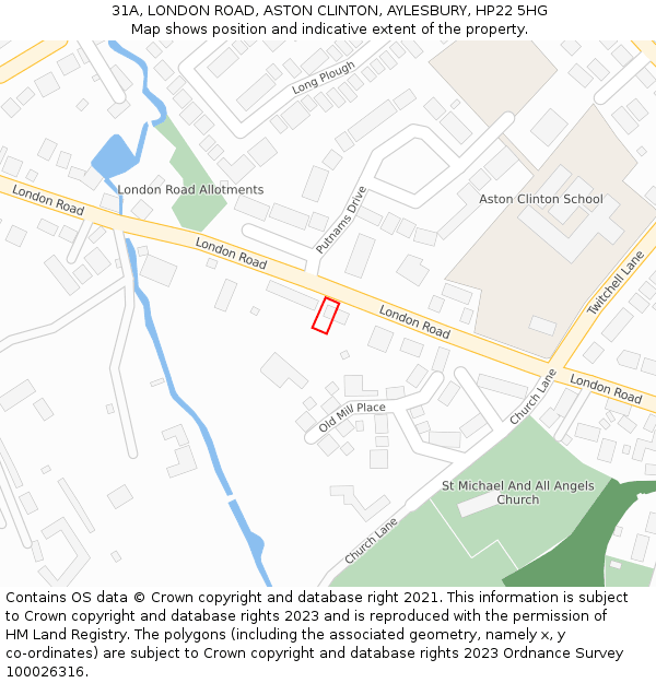 31A, LONDON ROAD, ASTON CLINTON, AYLESBURY, HP22 5HG: Location map and indicative extent of plot