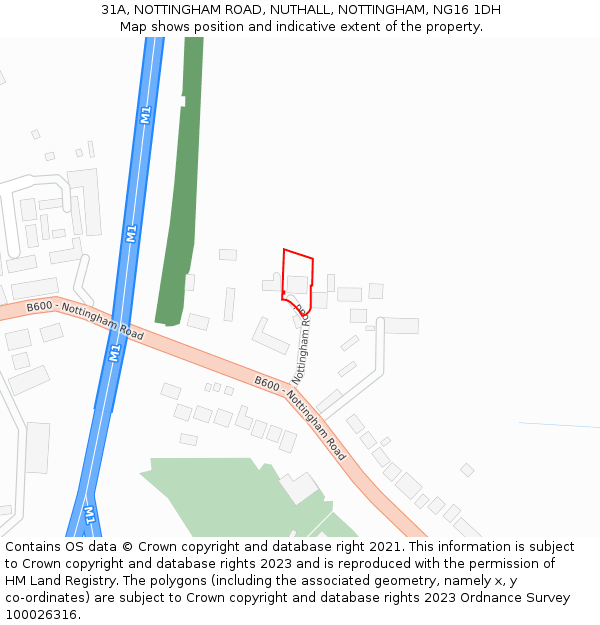 31A, NOTTINGHAM ROAD, NUTHALL, NOTTINGHAM, NG16 1DH: Location map and indicative extent of plot
