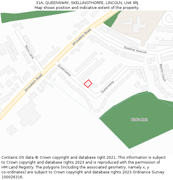 31A, QUEENSWAY, SKELLINGTHORPE, LINCOLN, LN6 4RJ: Location map and indicative extent of plot