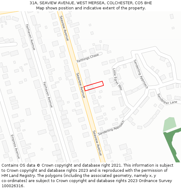 31A, SEAVIEW AVENUE, WEST MERSEA, COLCHESTER, CO5 8HE: Location map and indicative extent of plot