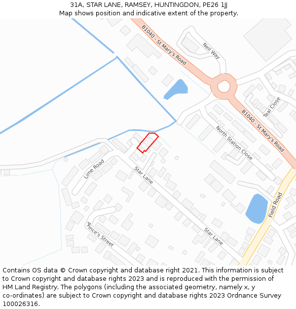 31A, STAR LANE, RAMSEY, HUNTINGDON, PE26 1JJ: Location map and indicative extent of plot