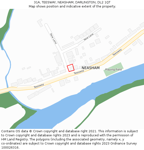 31A, TEESWAY, NEASHAM, DARLINGTON, DL2 1QT: Location map and indicative extent of plot