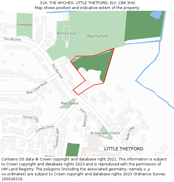 31A, THE WYCHES, LITTLE THETFORD, ELY, CB6 3HG: Location map and indicative extent of plot